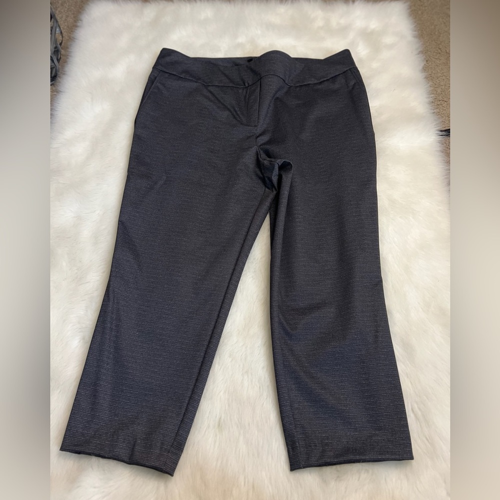 Dalia sz 2x women’s gray striped mid rise stretch wide waistband pants 0633 - Picture 3 of 5